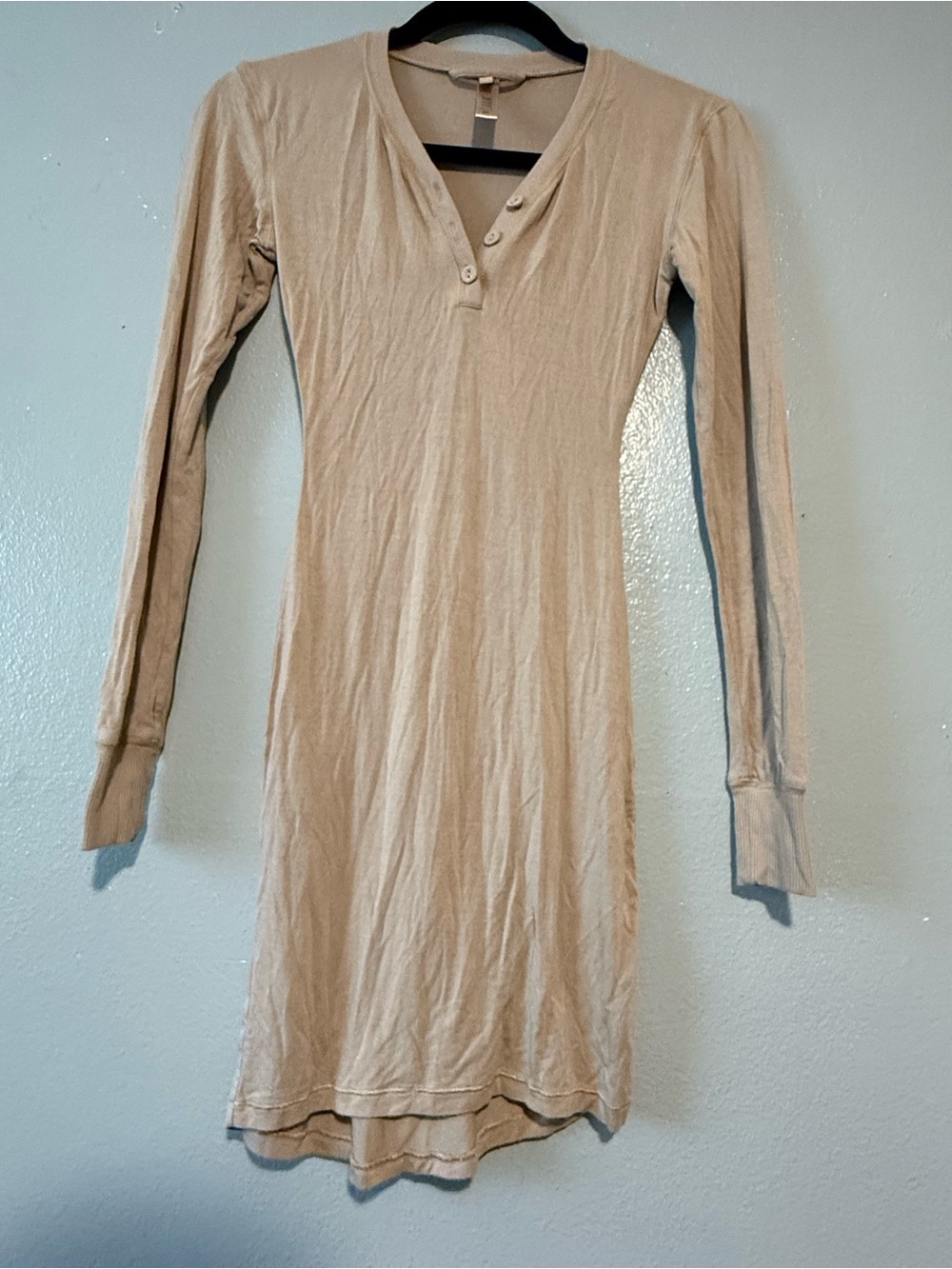 SKIMS Long Sleeve Knit Dress in Beige SIZE XXS - Picture 4 of 5